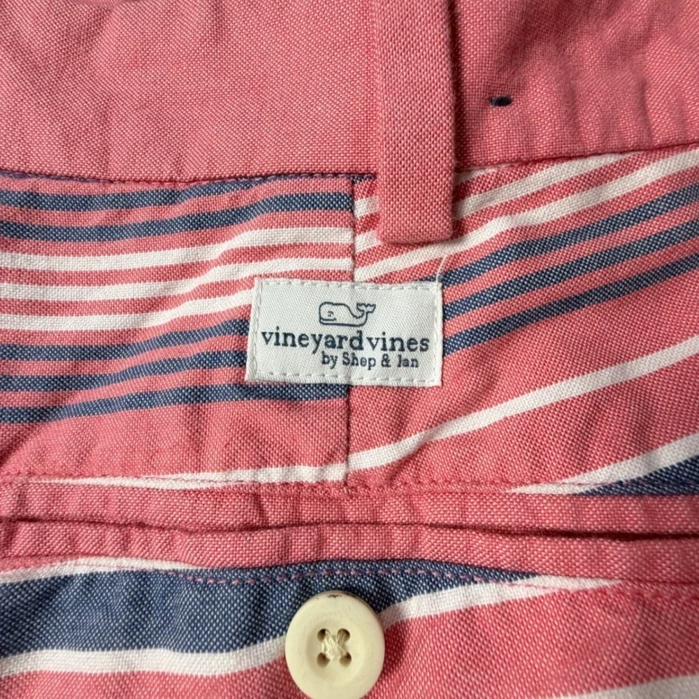 Vineyard Vines Breaker Shorts Mens 42 Pink Blue Striped Cotton Chino